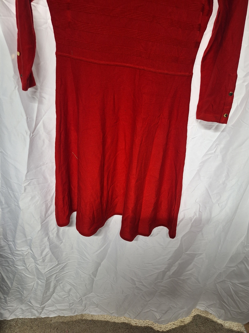 JH Collectibles Red Long-Sleeve Fit-and-Flare Knit Dress - Picture 2 of 7